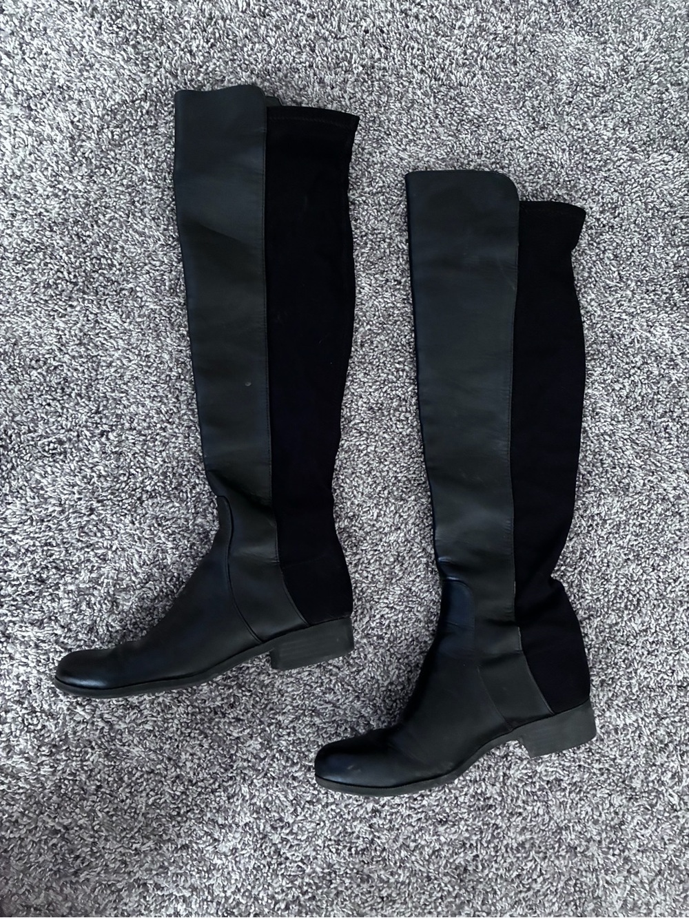Women's Black Over-the-Knee Stretch Panel Riding Boots